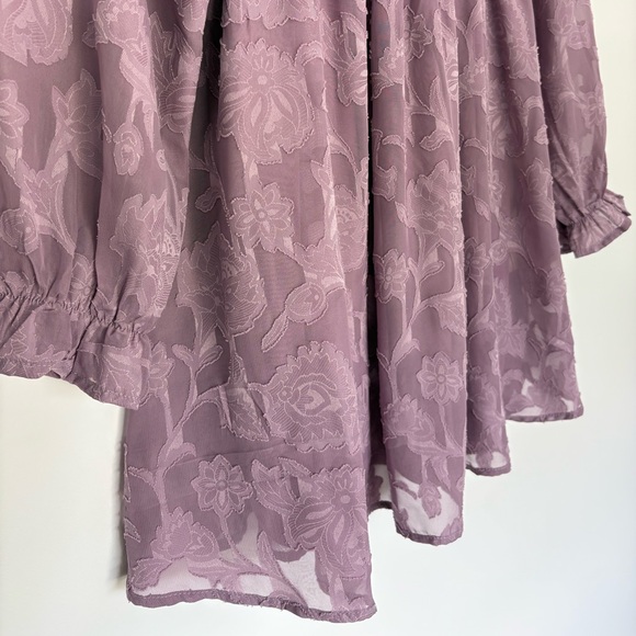 Inspired Hearts Purple Smocked Long Sleeve Short Dress. Size XL - Picture 4 of 8